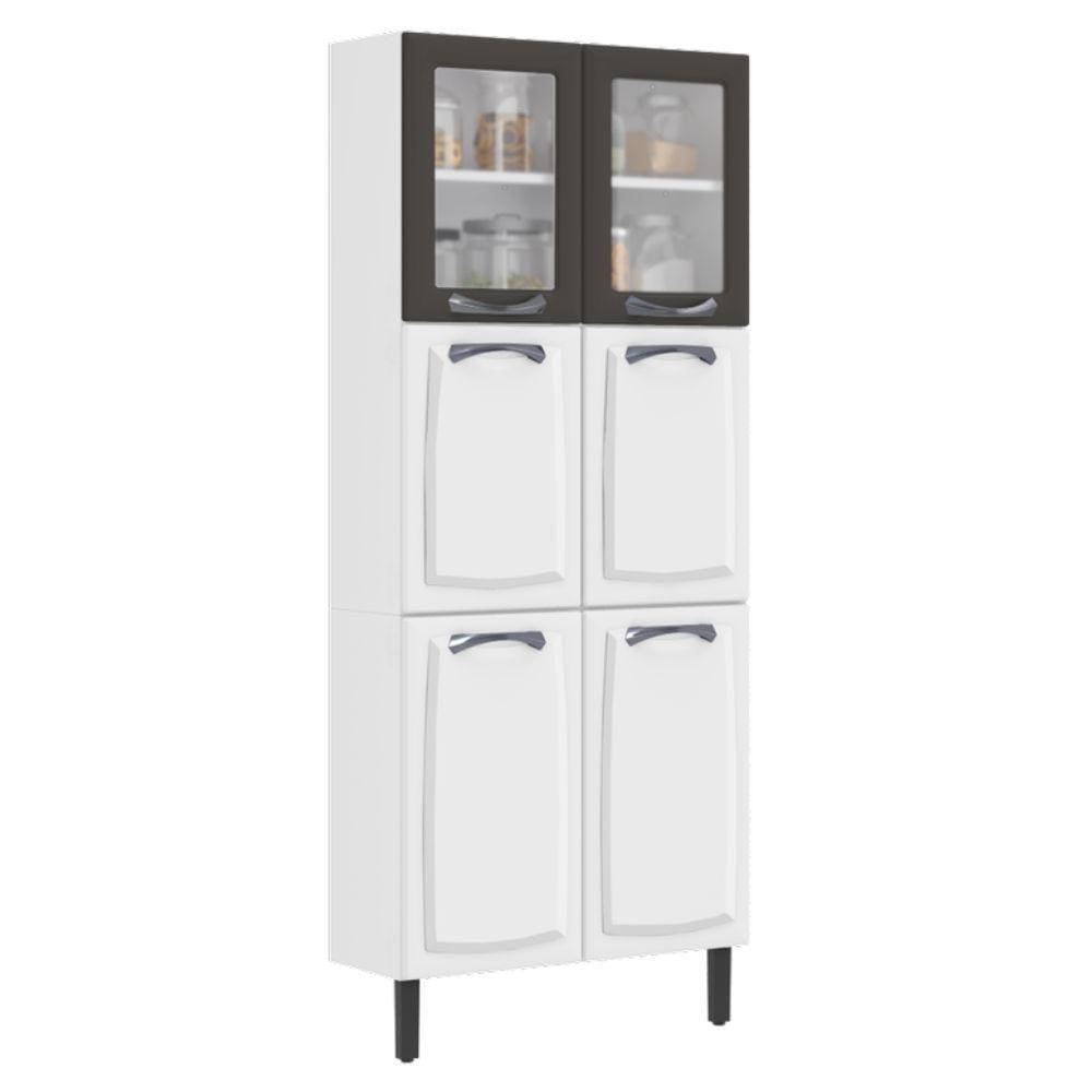 Paneleiro Cozinha Itatiaia Aço 6 Portas 2 Em Vidro New Premium Branco/Grafite