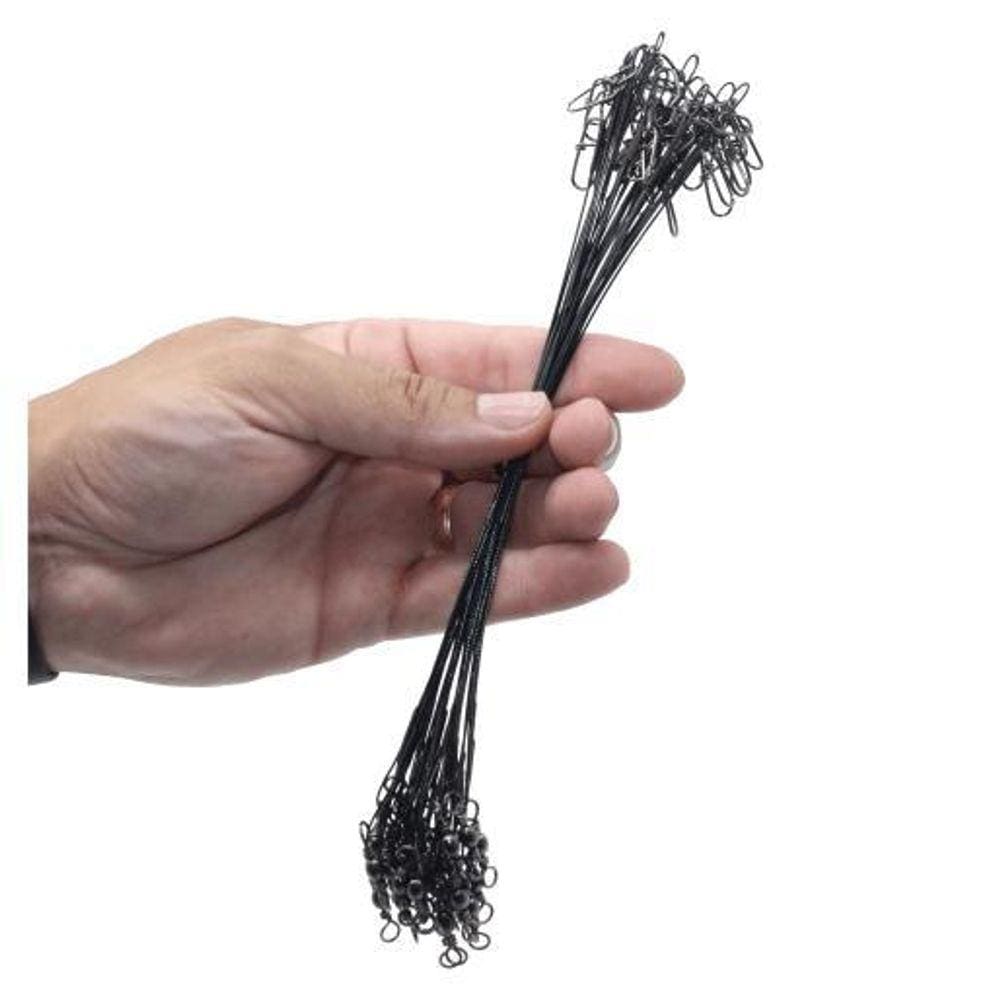 Kit 30 Leader Chicote Pesca Empate Girador + Snap N-9 Black