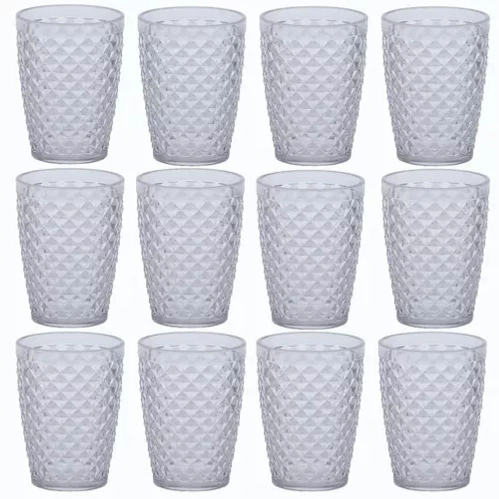 Kit 12 copos p/ água - luxxor 500ml transparente
