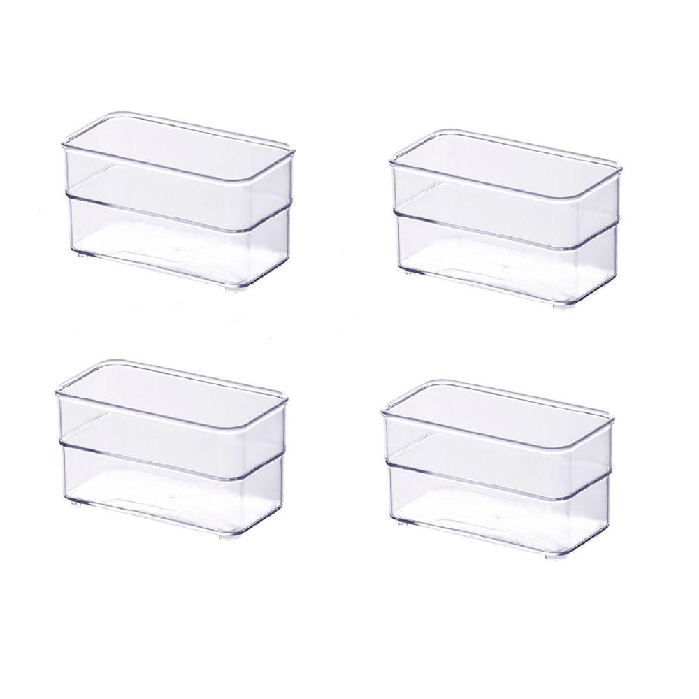 Kit com 4 organizadores de gaveta 15x7,5x5,2cm transparente