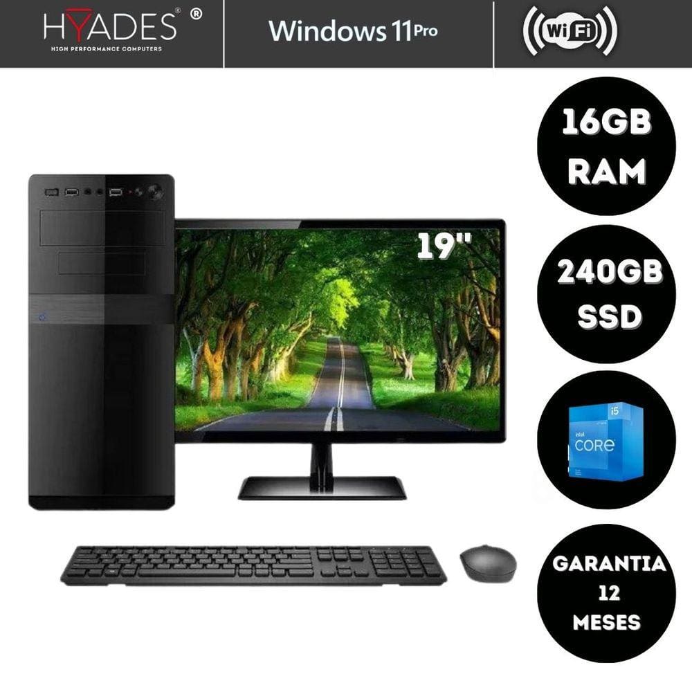 Computador Corporativo Intel Core i5 16GB SSD 240GB Monitor 19.5" LED HDMI WIfi W11