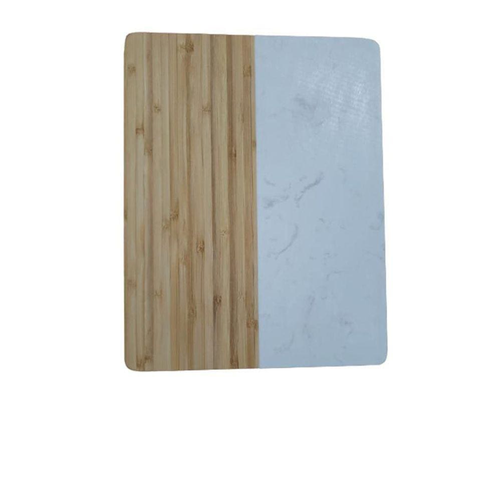 Tábua Retangular Bambu Mármore