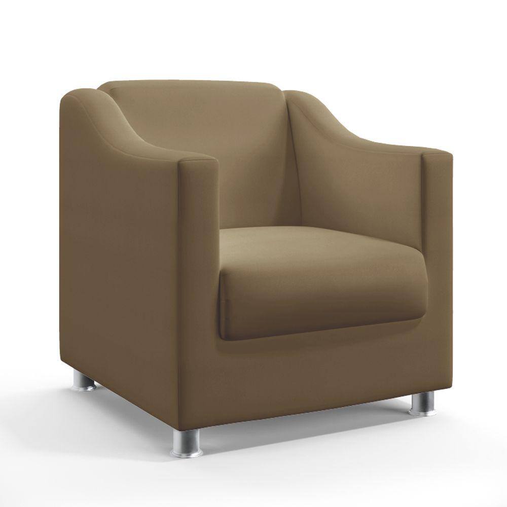 2 Poltronas para Sala de Estar Alya com Puff Quasar Sued Capuccino Aradecor