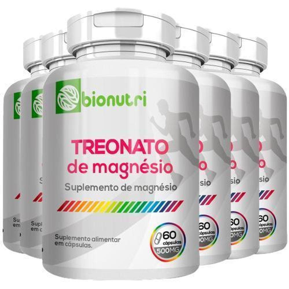 Kit 06X Treonato De Magnésio 60 Cápsulas Cada Bionutri