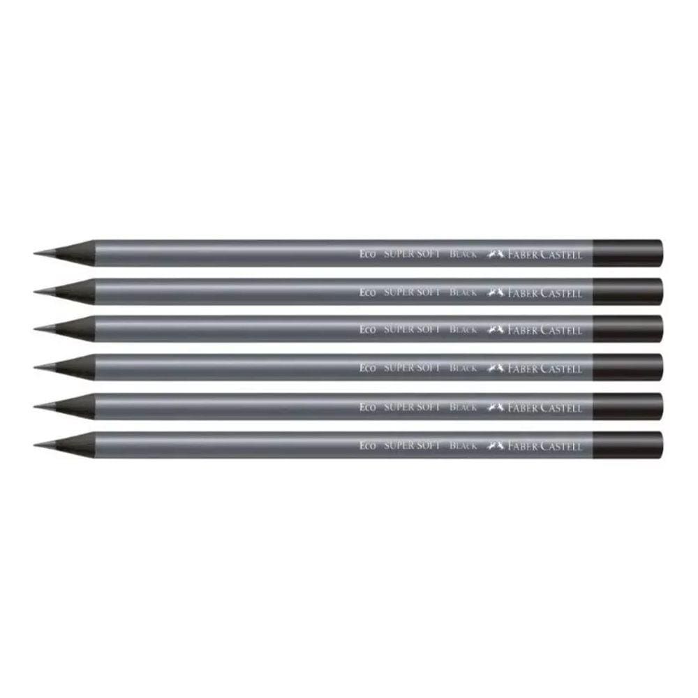 Kit 06 Lápis Preto Grafite SuperSoft Black Faber-Castell