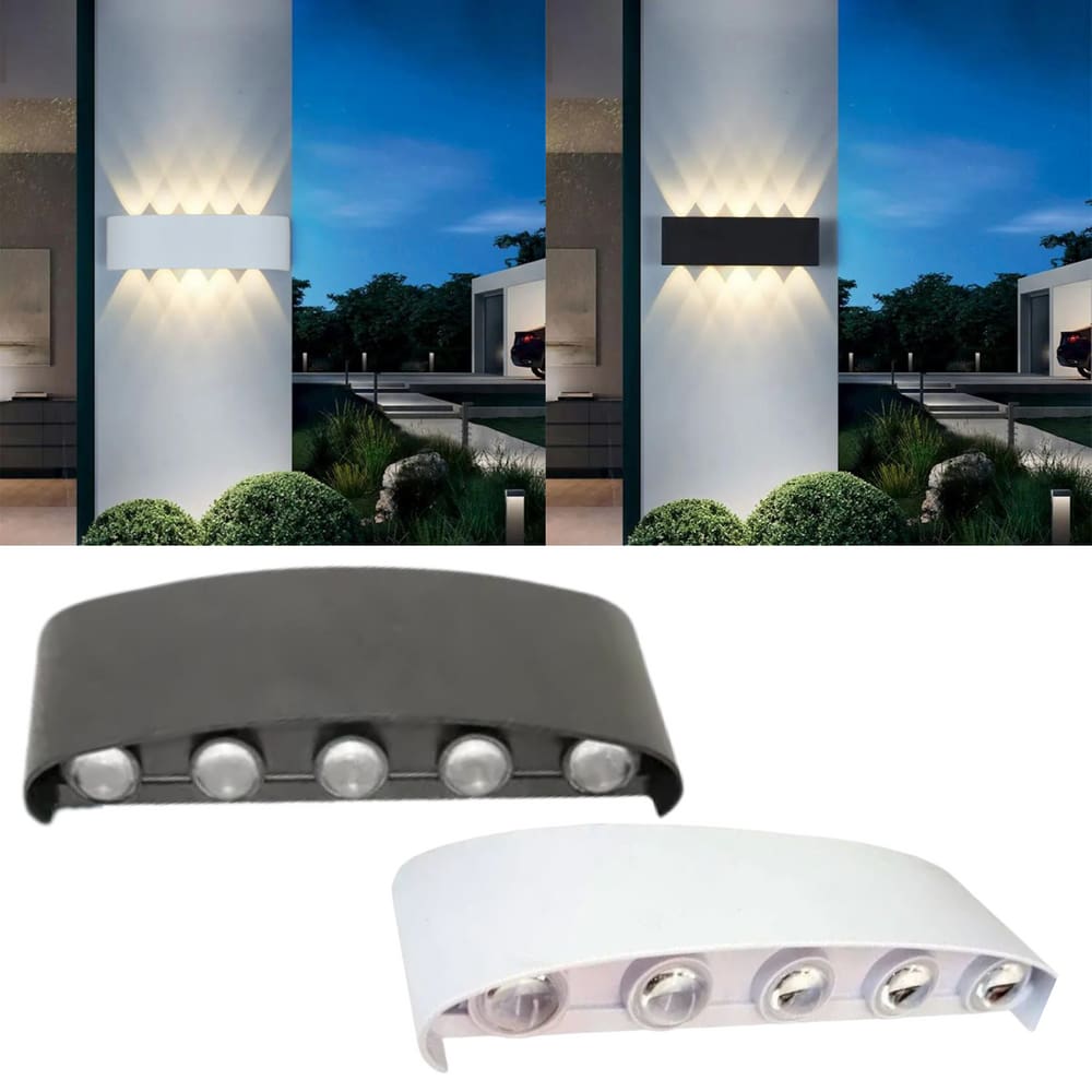 Luminária Arandela Meia Lua Para Paredes E Muros De LED 10W Bivolt IP65 Cor Da Luz Branco Quente Com 10 Fachos de Luz
