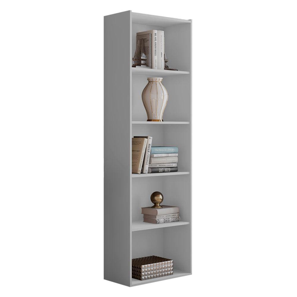 Estante Para Livros com 4 Prateleiras 60cm Julia Branco - Montanaris Decor