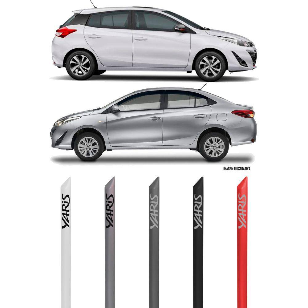 Jogo Friso Lateral Pintado Toyota Yaris Hatch e Sedan