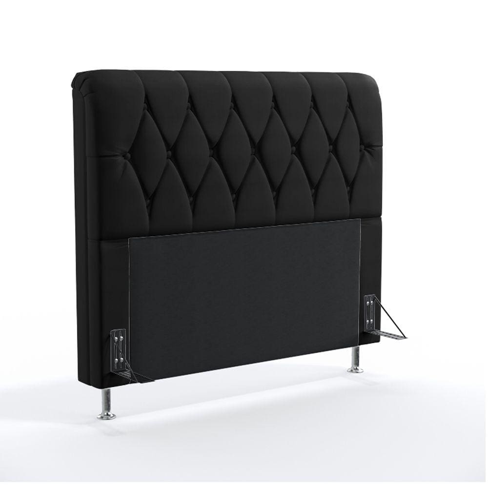 Cabeceira Sirius 160 Queen Couro Preto Aradecor