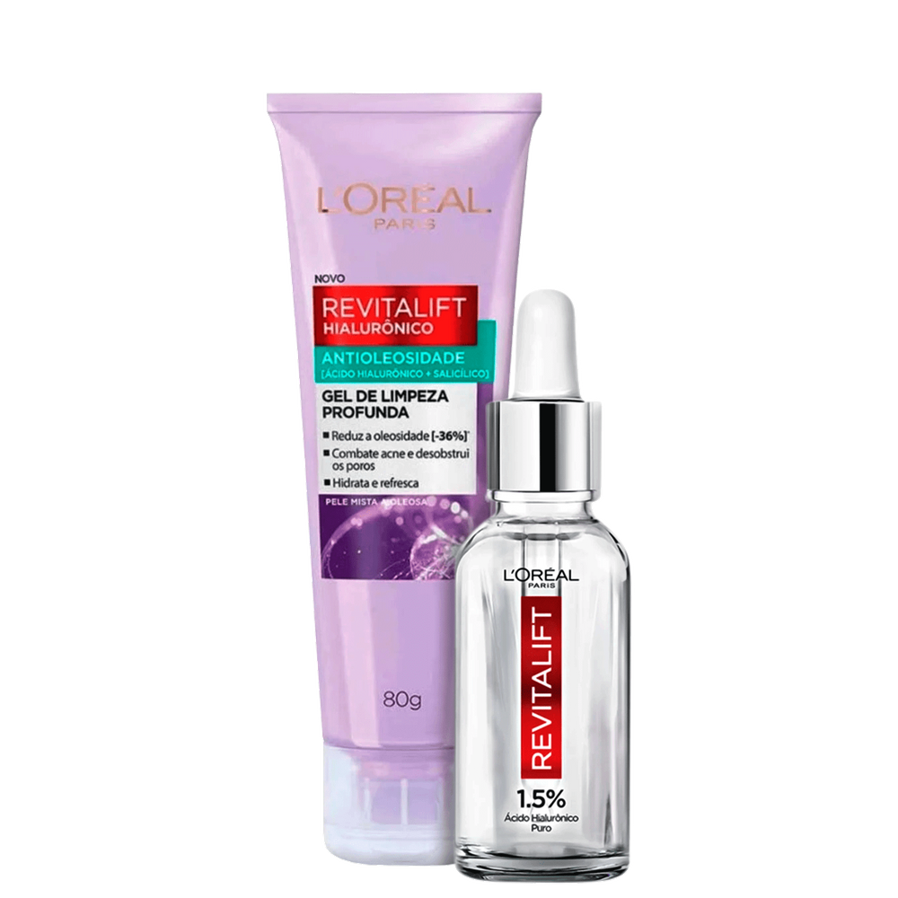 Kit L`Oréal Paris Revitalift Hialurônico - Sérum Redutor de Linhas 15ml + Gel de Limpeza 80g