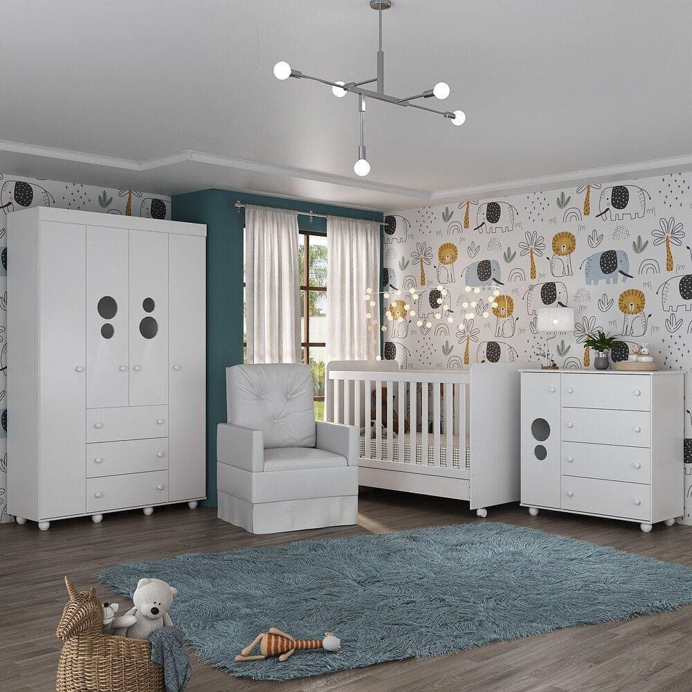 Quarto Completo com Colchão e Poltrona de Amamentação Pimpolho Multimóveis MP4097