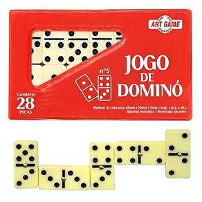 Jogo De Dominó 28 Peças No Estojo Doble Six 5mm Wellmix - Branco