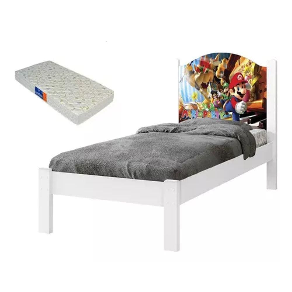 Cama Solteiro Adesivada Spider 100% Mdf - Extrado Madeira + Colchão Solteiro 188x88