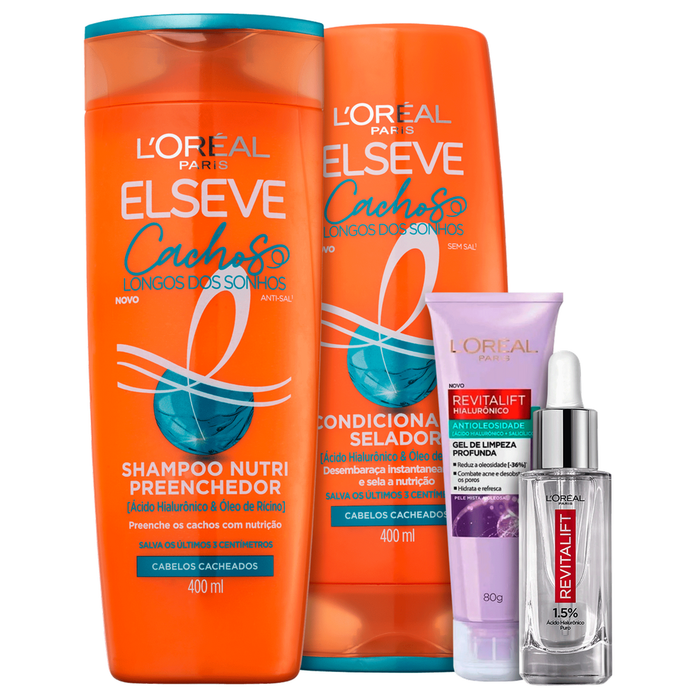 Kit Beleza na Web Elseve L`Oréal Paris Cachos Longos & L`Oréal Paris Revitalift (4 Produtos)