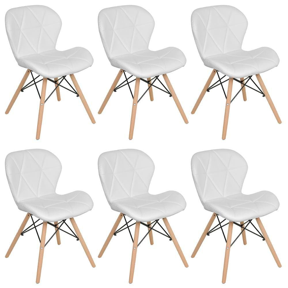 Kit 6 cadeiras estofadas Charles Eames Eiffel Slim Wood confort