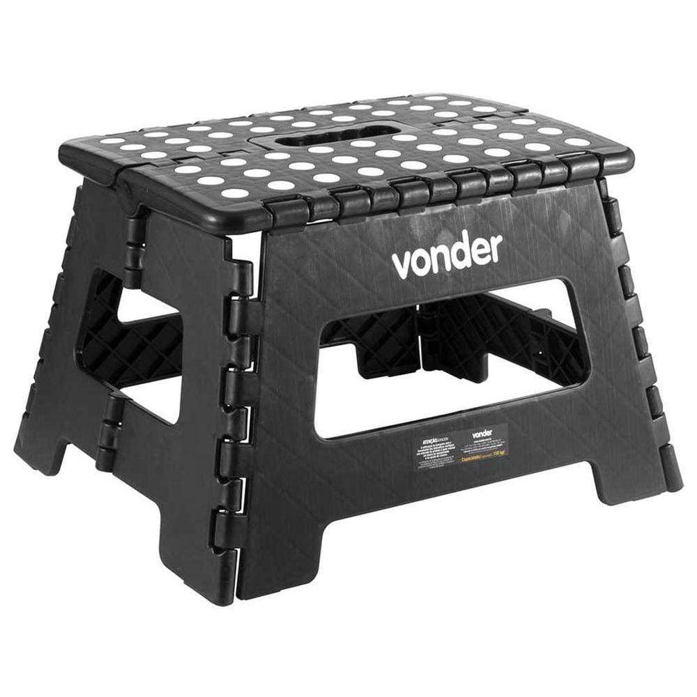 Banqueta Plástica Multiuso dobrável 22cm capacidade 150kg Vonder Preto