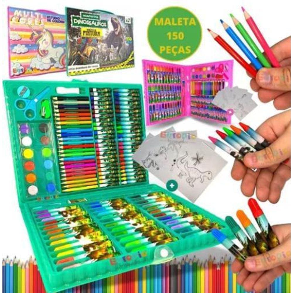 Maleta De Pintura Infantil Estojo 150 Peças - Rosa