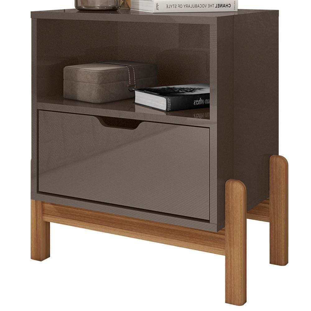 Mesa De Cabeceira 1 Gaveta 004015 Cinza Perola Dcasa Cinza Perola