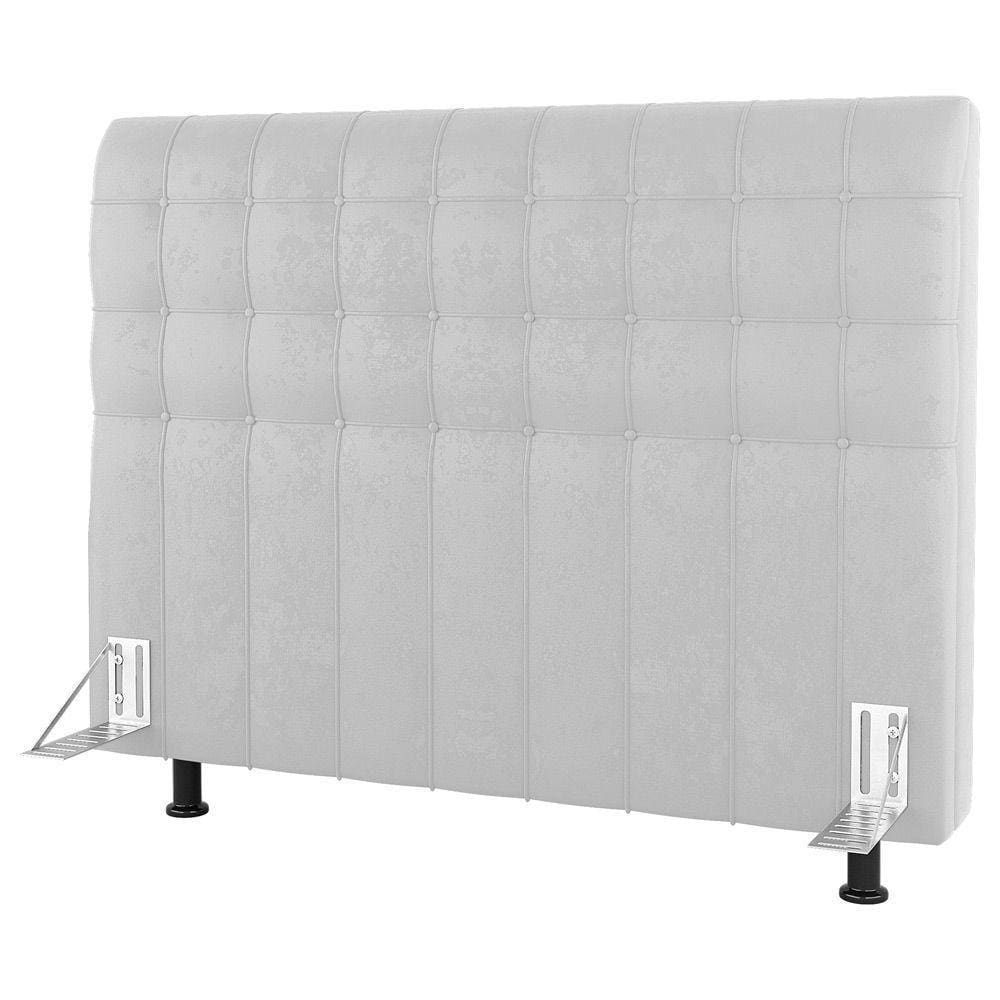Cabeceira Cama Box Casal King Size Dahlia 195Cm Com Frame Sintético Branco - Desk Design
