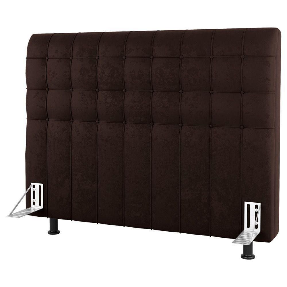 Cabeceira Cama Box Casal Dahlia 140Cm Com Frame Sintético Marrom - Desk Design