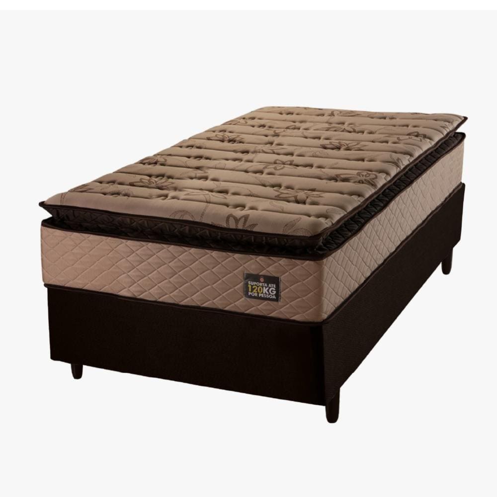 Cama Box Solteiro Colchão Espuma D33 Pillow Top Van Gogh 88X188X67Cm Marrom