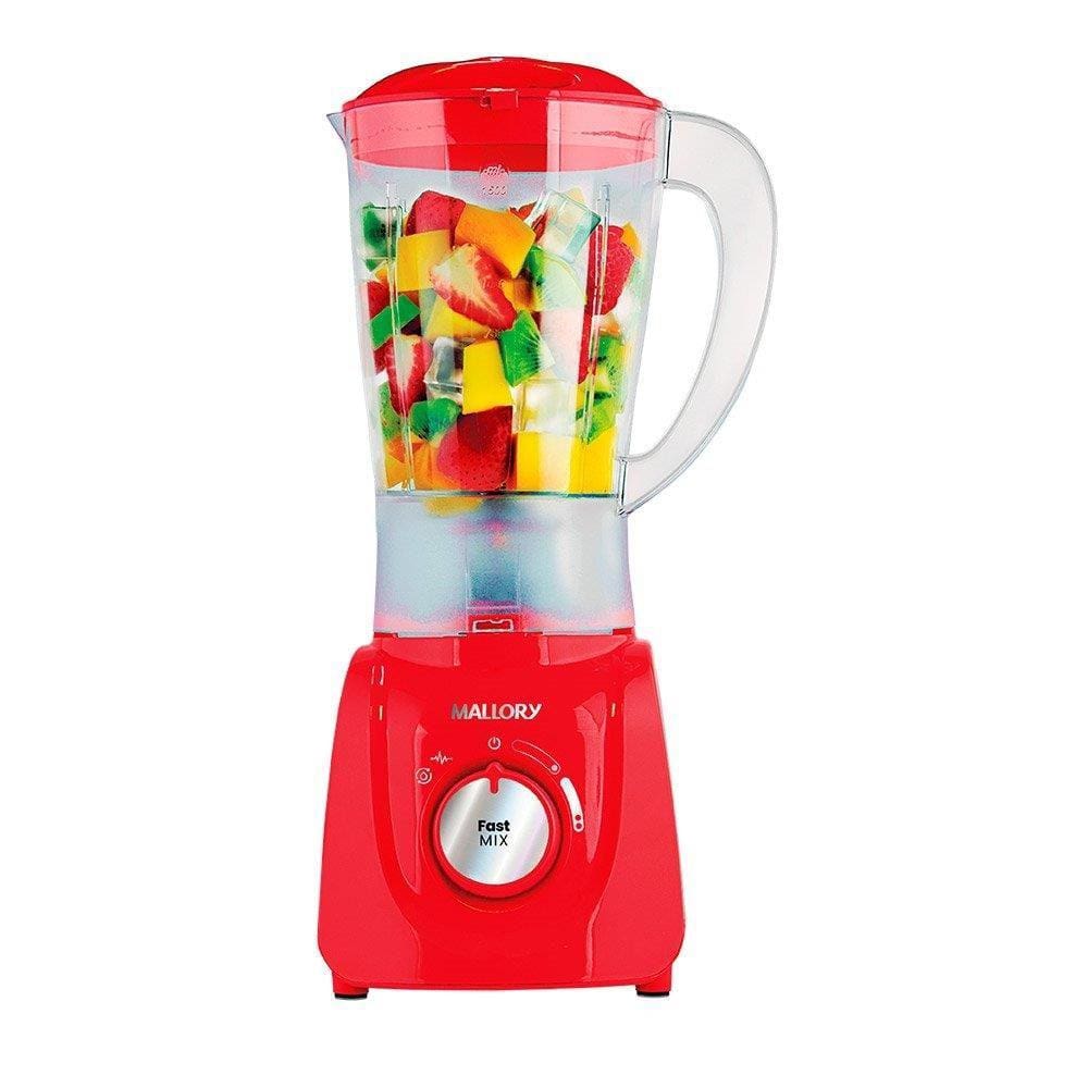 Liquidificador Mallory Fast Mix, Copo Polipropileno, 2 Velocidades + Pulsar, 520W, Vermelho