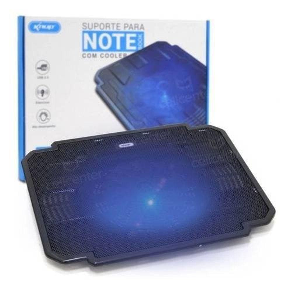 Base Suporte Com Cooler Led Para Notebook Até 17 Iluminado Kp-9012 Preto