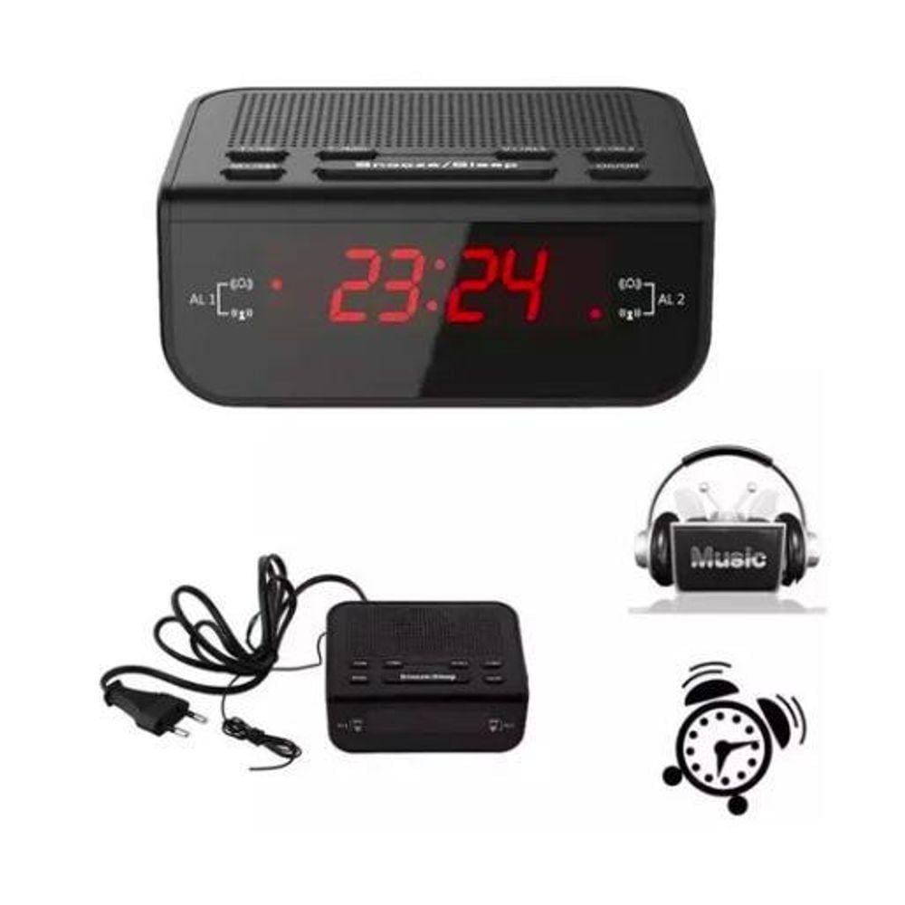 Rádio Digital De Cabeceira Despertador Visor Lcd