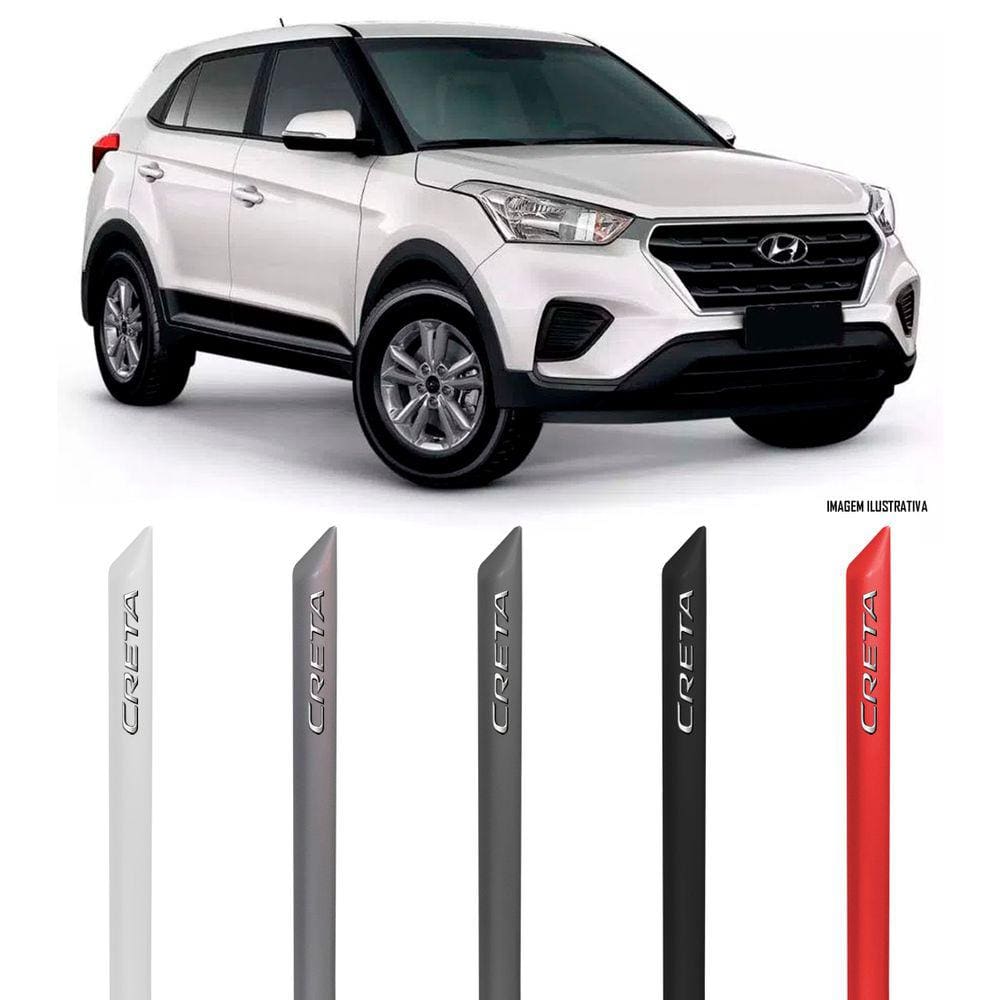Jogo Friso Lateral Pintado Hyundai Creta Escrita Alto Revelo Cromado