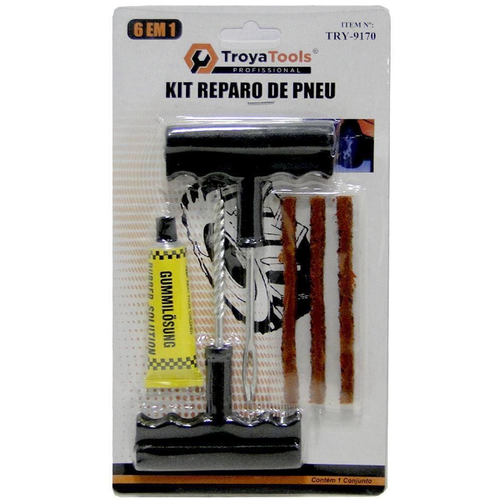 Reparo Pneu Carro Moto Macarao + Escareado Acessorio 6 Peca