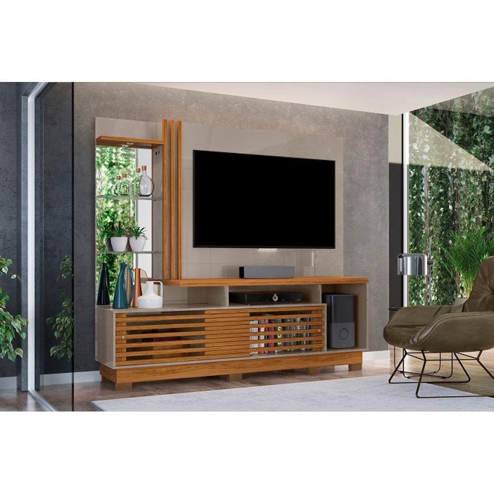 Home Theater Frizz Plus Para Tv De Até 60 Polegadas (Com Pés) - Cinza Concreto / Naturale - Madetec