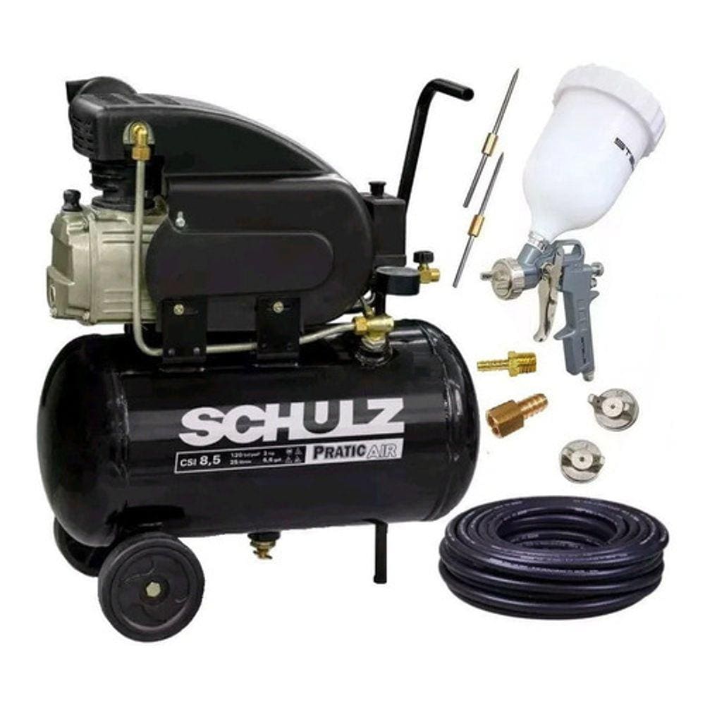 Compressor Ar 8,5Pés Plus Csi 25L Schulz + Kit Acessórios