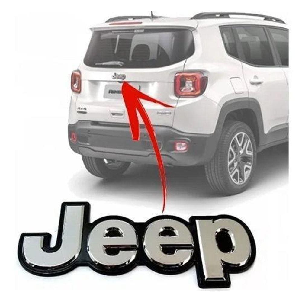 Emblema Letreiro Traseiro Jeep Renegade Porta Mala Cromado