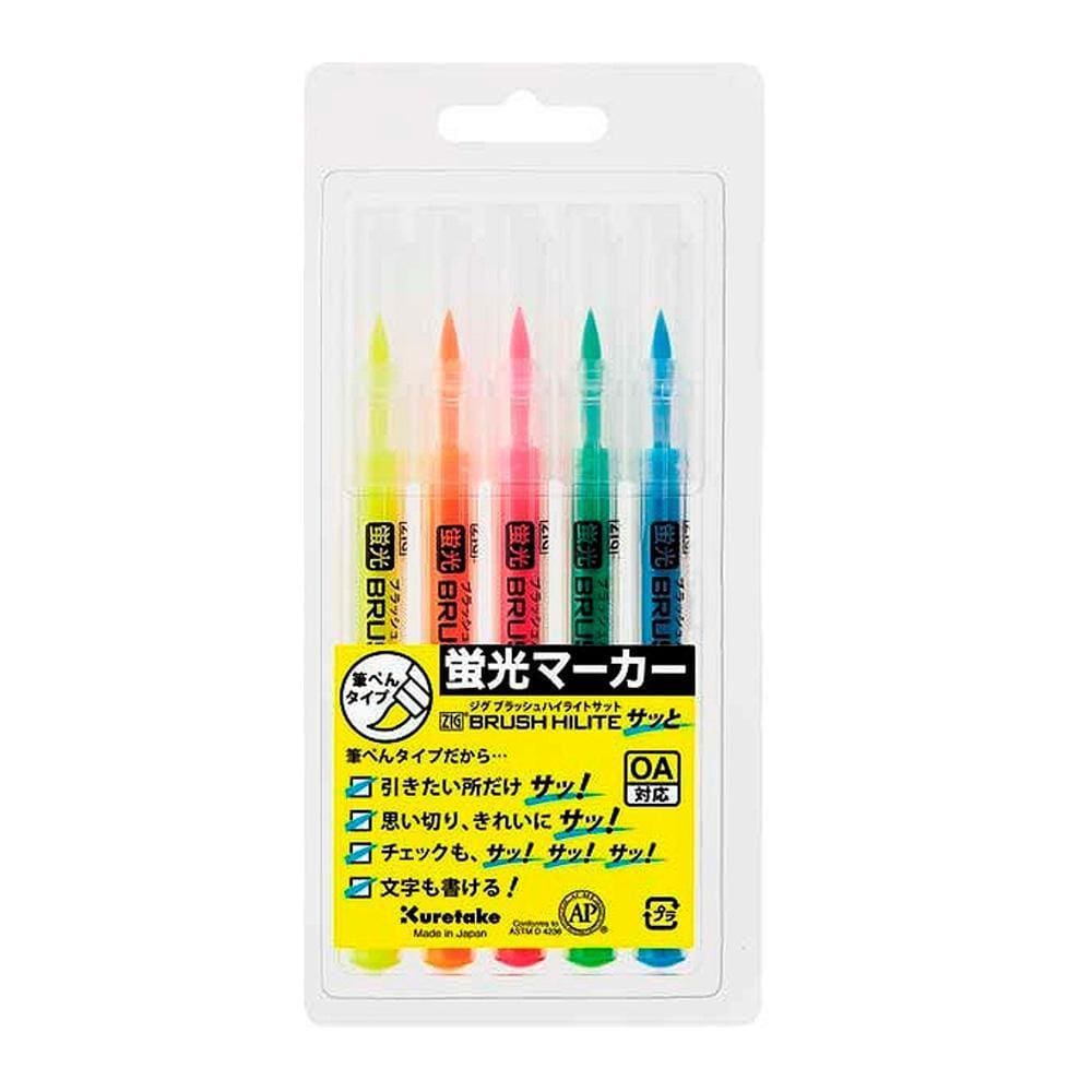 Marcador Brush Kuretake Zig Com 5 Cores Neon