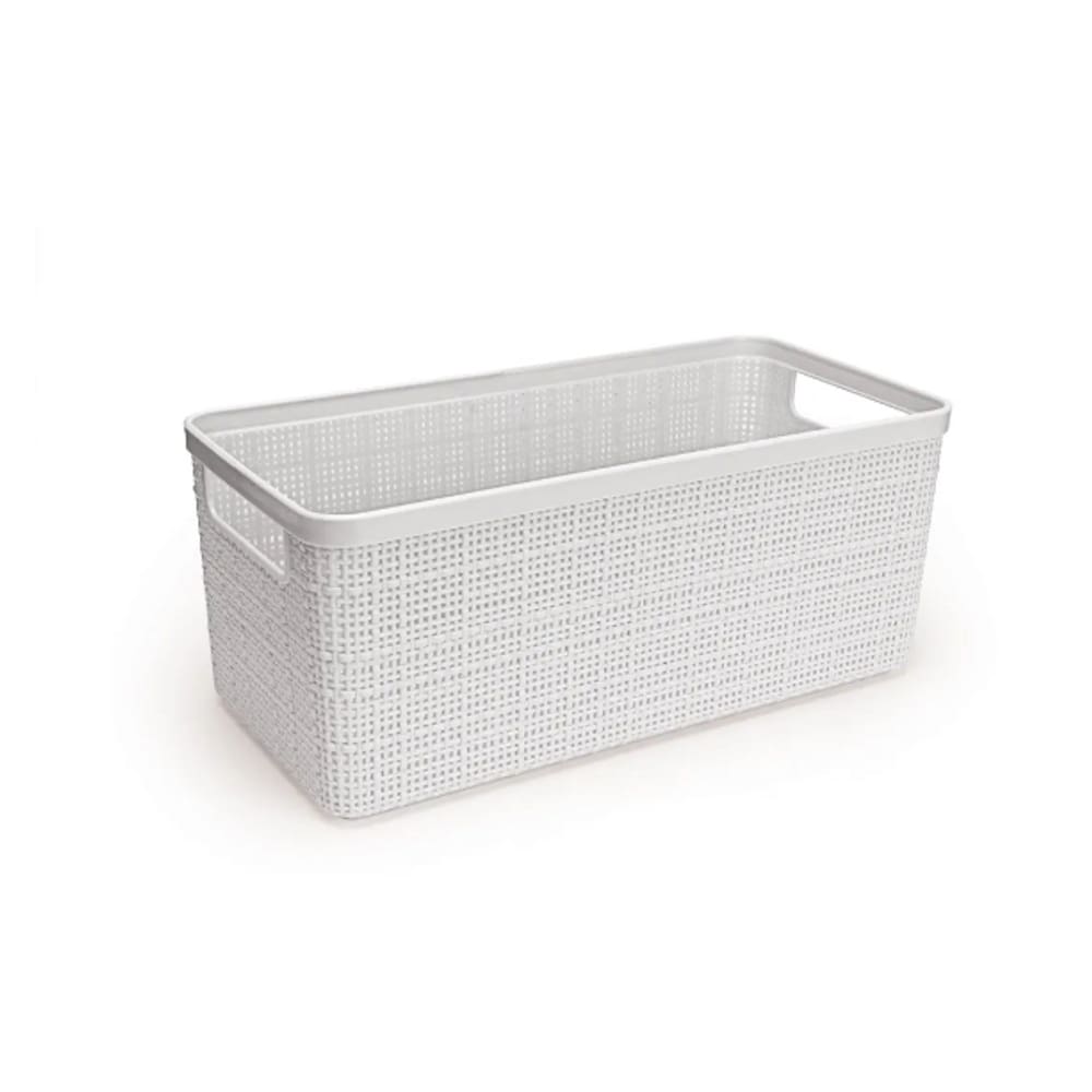 Cesto Juta Alongado Branco Medio Nitron