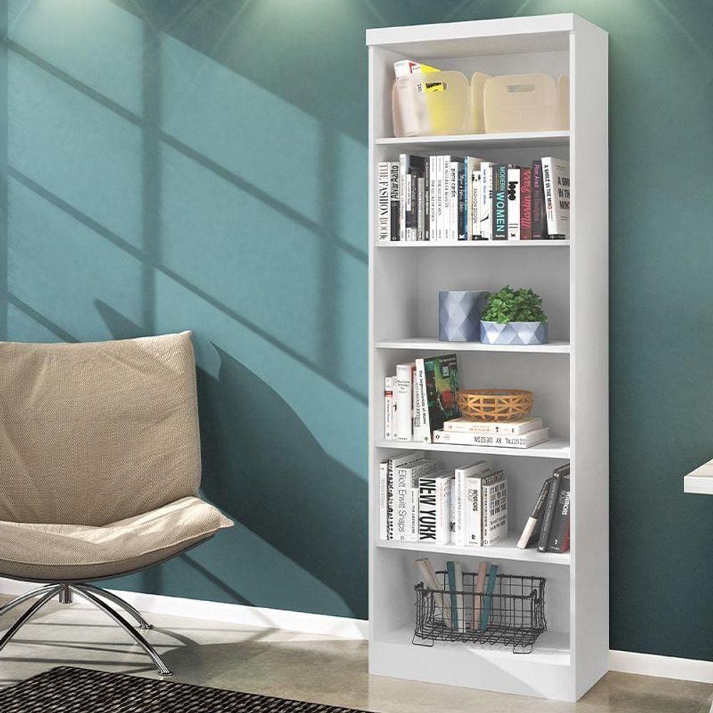 Livreiro 1404 Com 6 Prateleiras Branco Branco