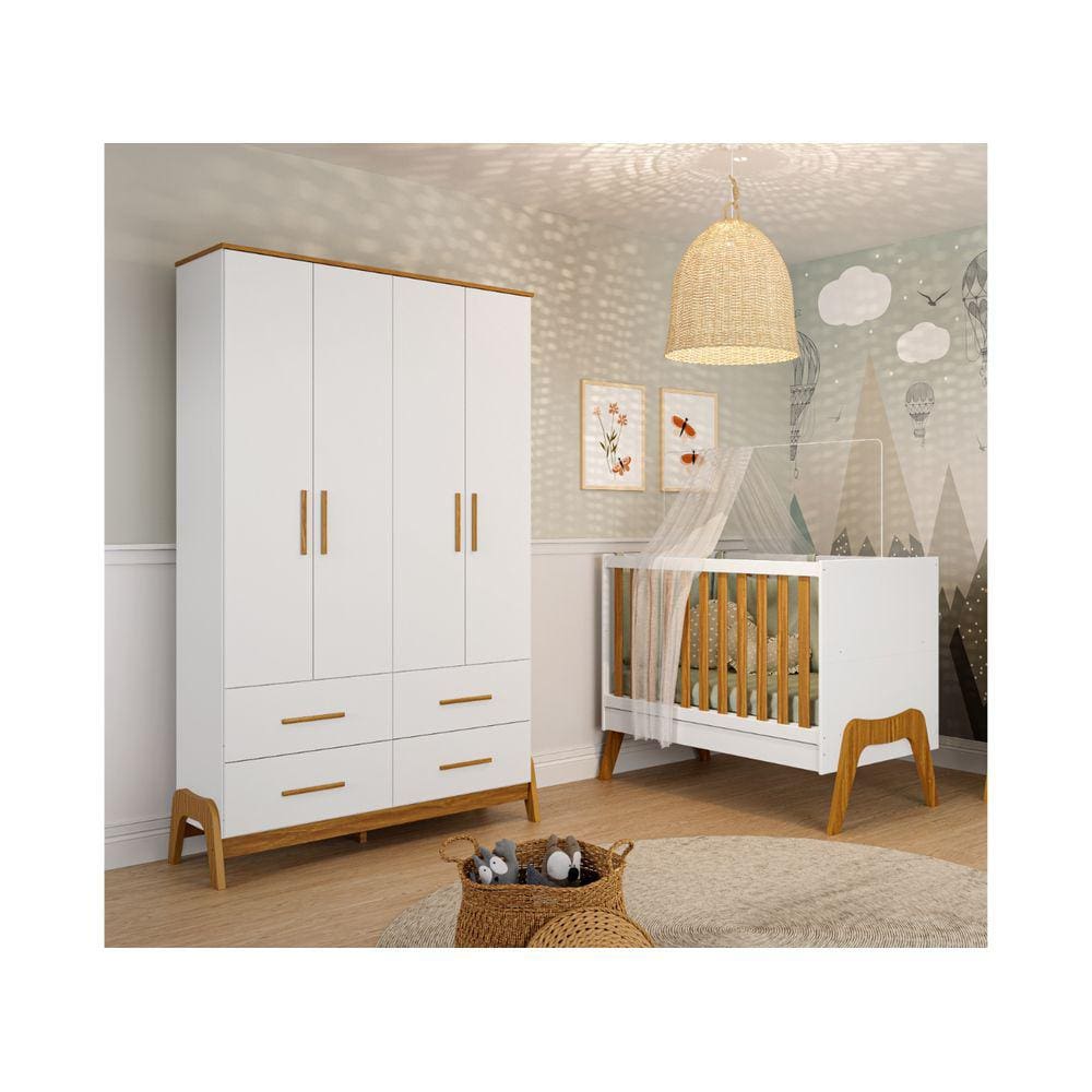 Berço e Guarda Roupa Retrô Guti Moveis Peroba MDF