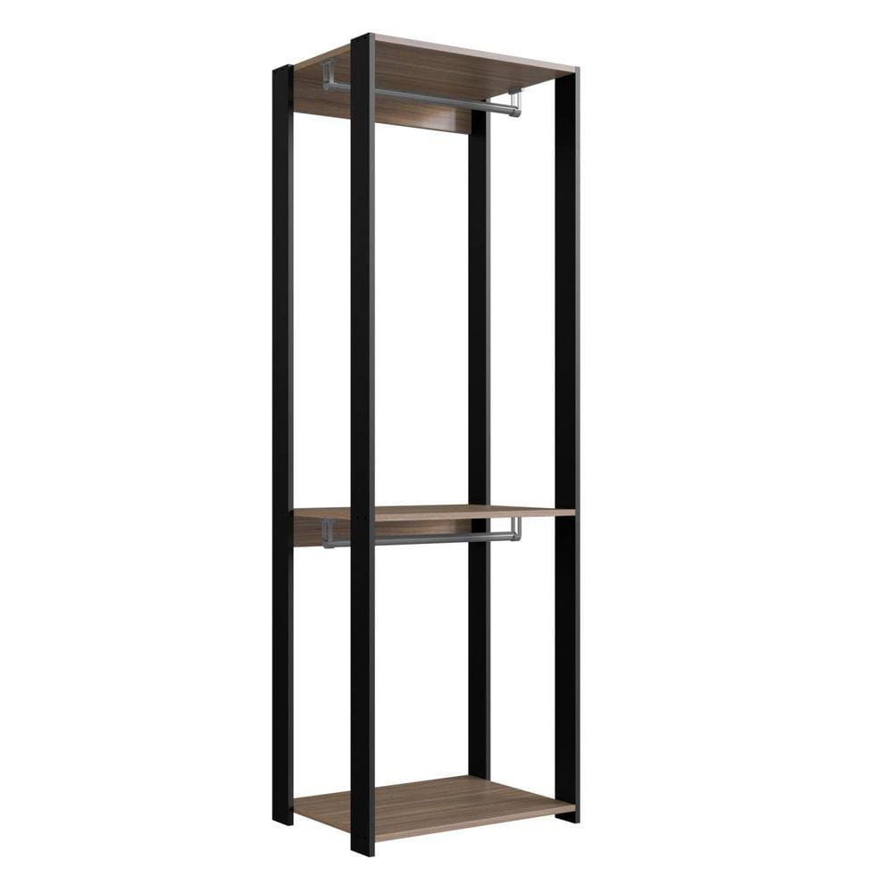Módulo para Closet com Cabideiro e Prateleira 183x45x57cm Prodecor Preto/Montana