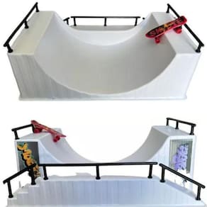 Kit Pista Skate de Dedo Skate Park Rampa Half + 1 Skatinho