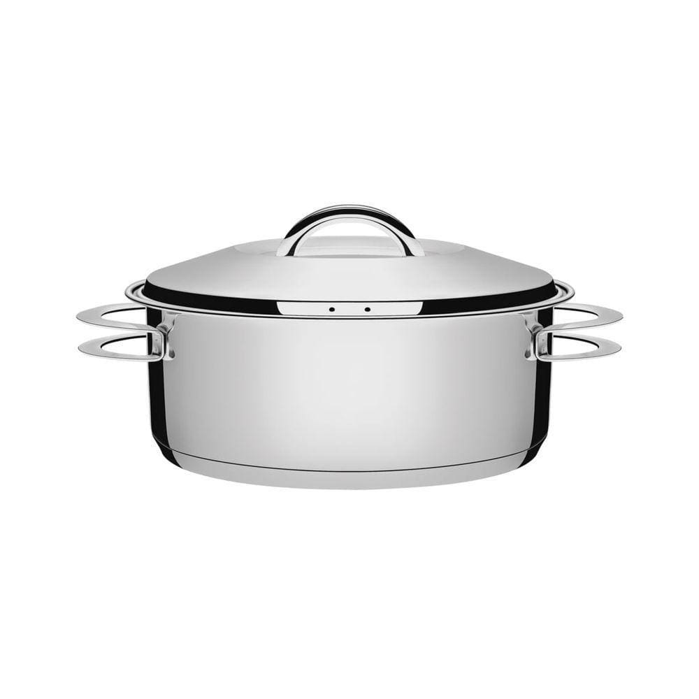 Caçarola Tramontina Solar Rasa Em Aço Inox Fundo Triplo Com Tampa E Alças 24 Cm 4,7 L