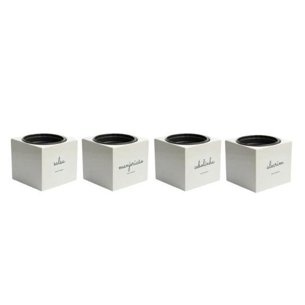Kit Vasos Quadrados Autoirrigáveis Cinza Claro