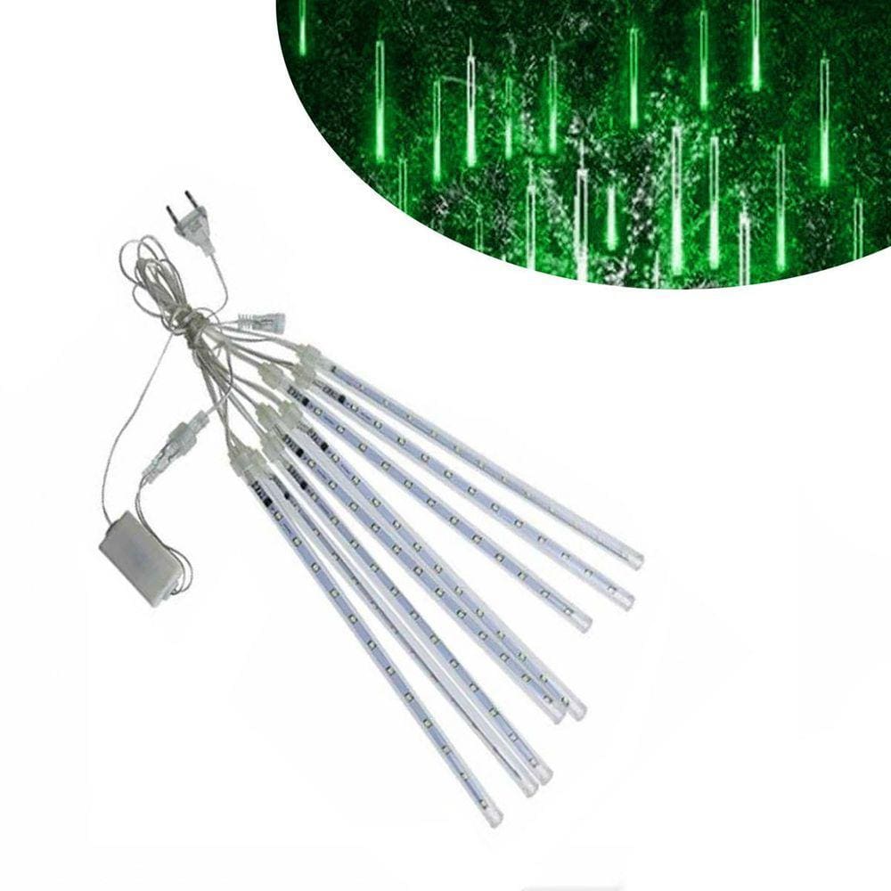 8 Tubos De Luz Led De 50Cm Cascata Efeito Gelo Natal Verde