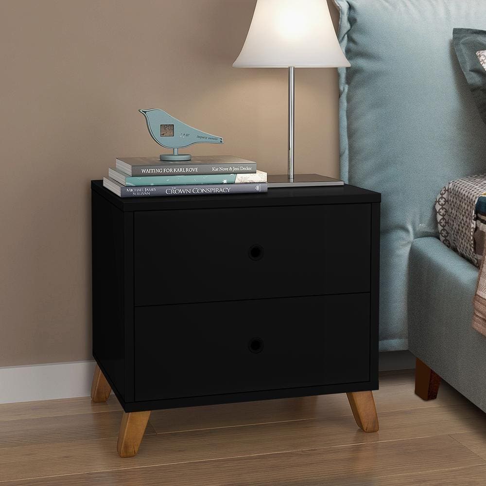 Mesa De Cabeceira Retro Preto Chipre