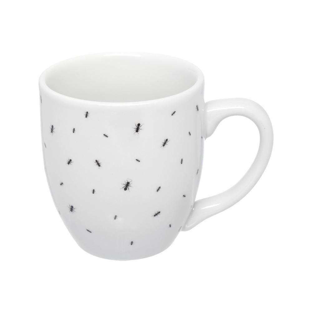 Caneca de Porcelana Branca e Preta Formiga Formiguinha 300ml