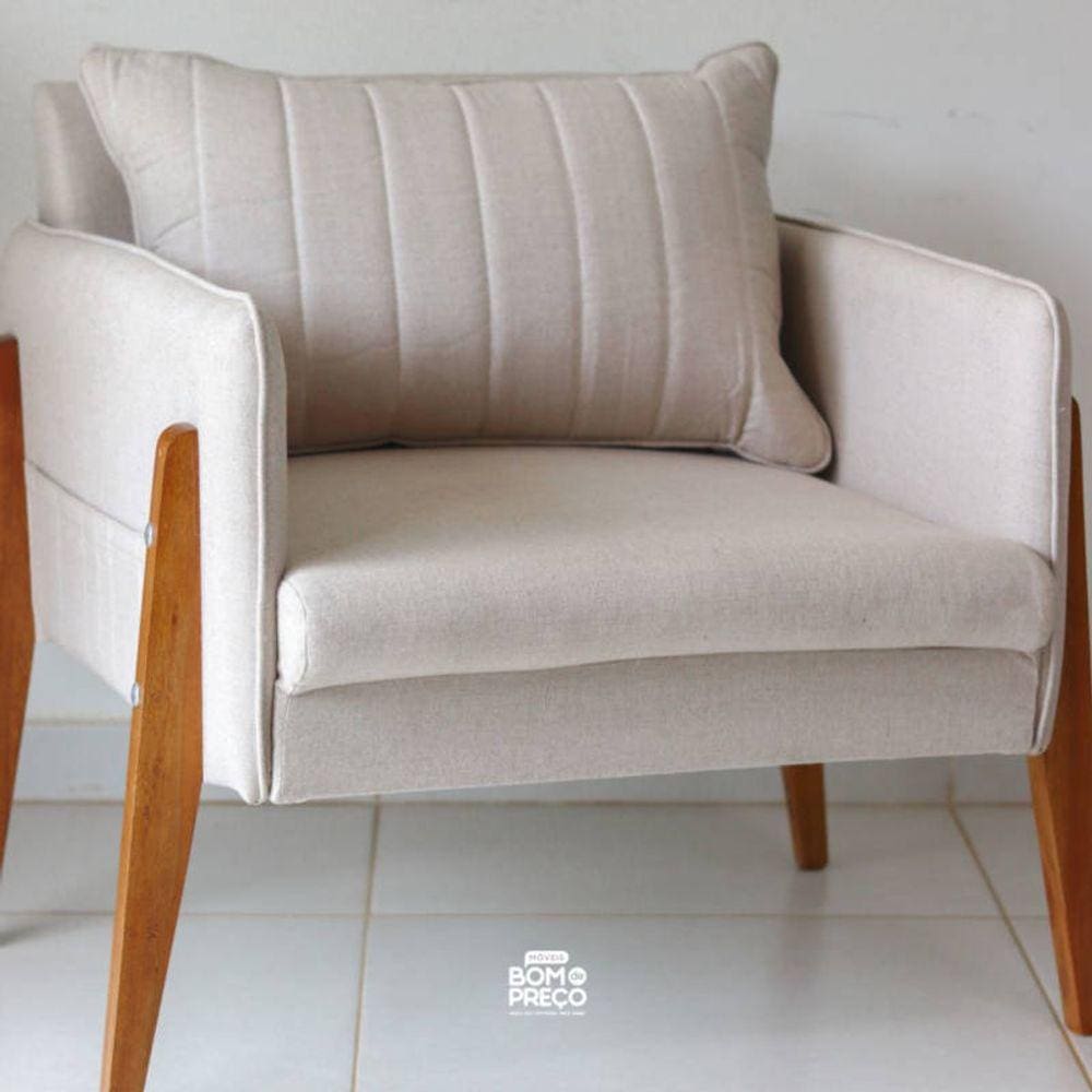 Poltrona decorativa para sala madeira maciça - Milão - Bianchi Móveis