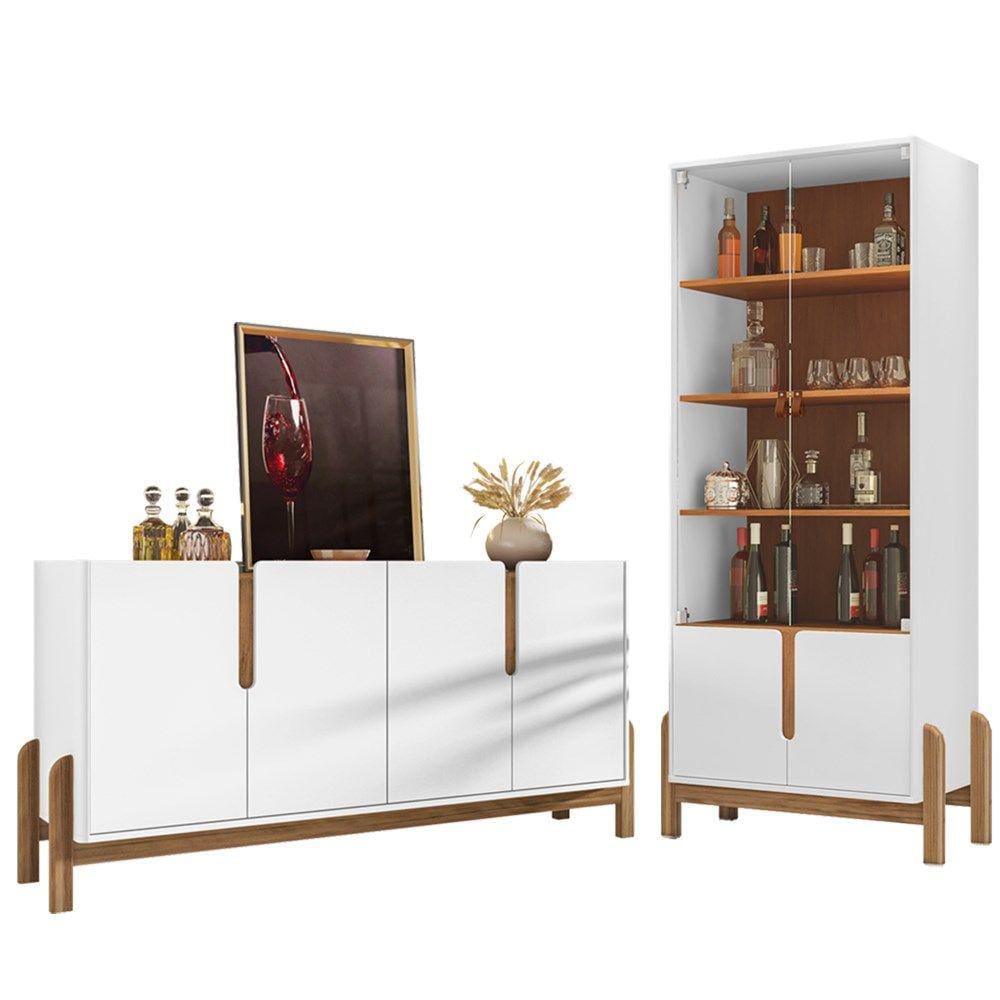 Cristaleira 050519 E Buffet 050518 Para Sala Branco Cedro DCASA