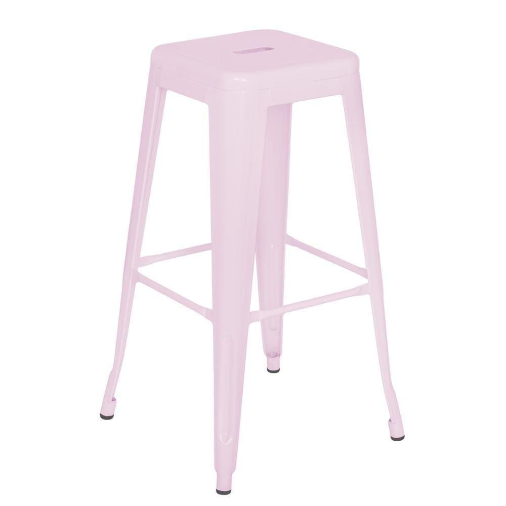 Banqueta Alta Iron Tolix 76 Cm Rosa Claro Rosa Claro