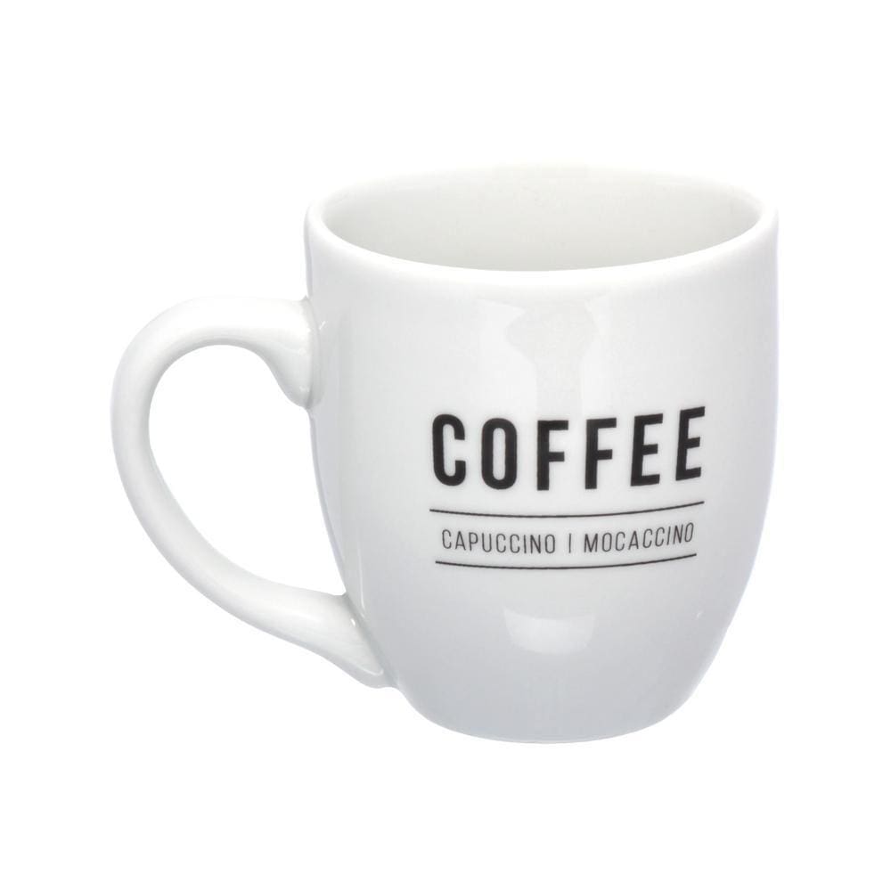 Caneca De Porcelana Branca E Preta Café Capuccino Chá 300Ml