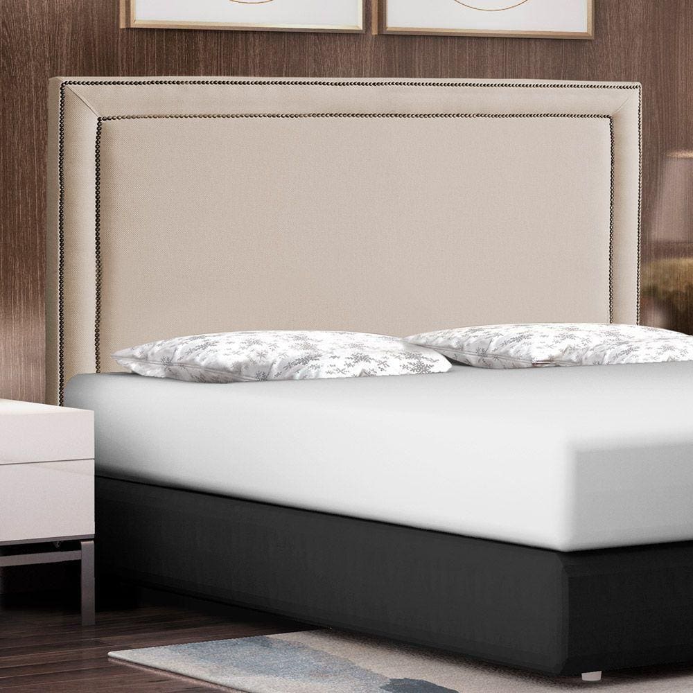 Cabeceira Cama Box Casal Queen Size Maísa 160cm Com Frame Suede Bege - Abmaza
