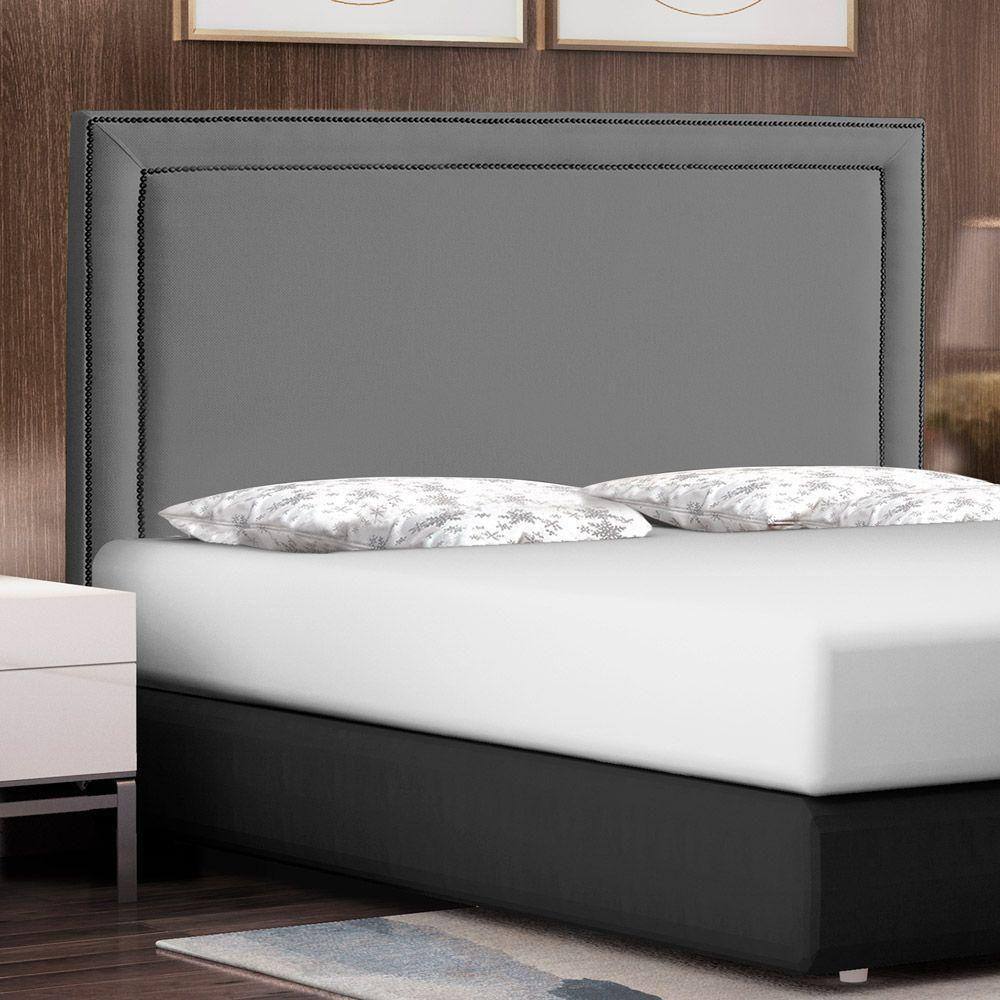 Cabeceira Cama Box Casal Queen Size Maísa 160cm Com Frame Veludo Cinza - Abmaza
